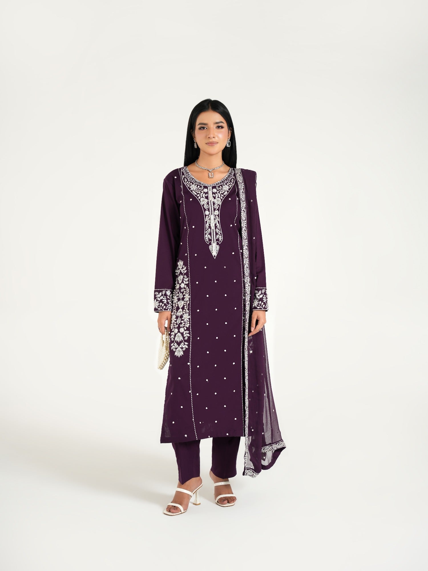 Purple-Arshman's Lawn Embroidered Stitched 3-Piece Suit-ARS-043-Royal Touch