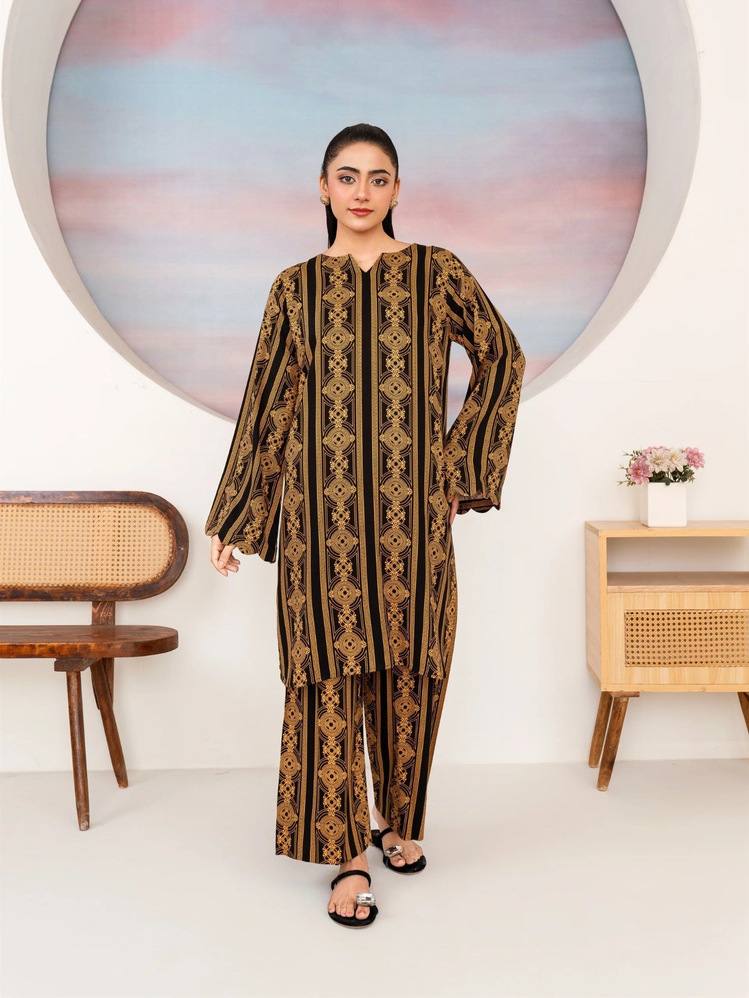 Black Manahil Arts Marina Printed Co-Ord Set-Marina-03