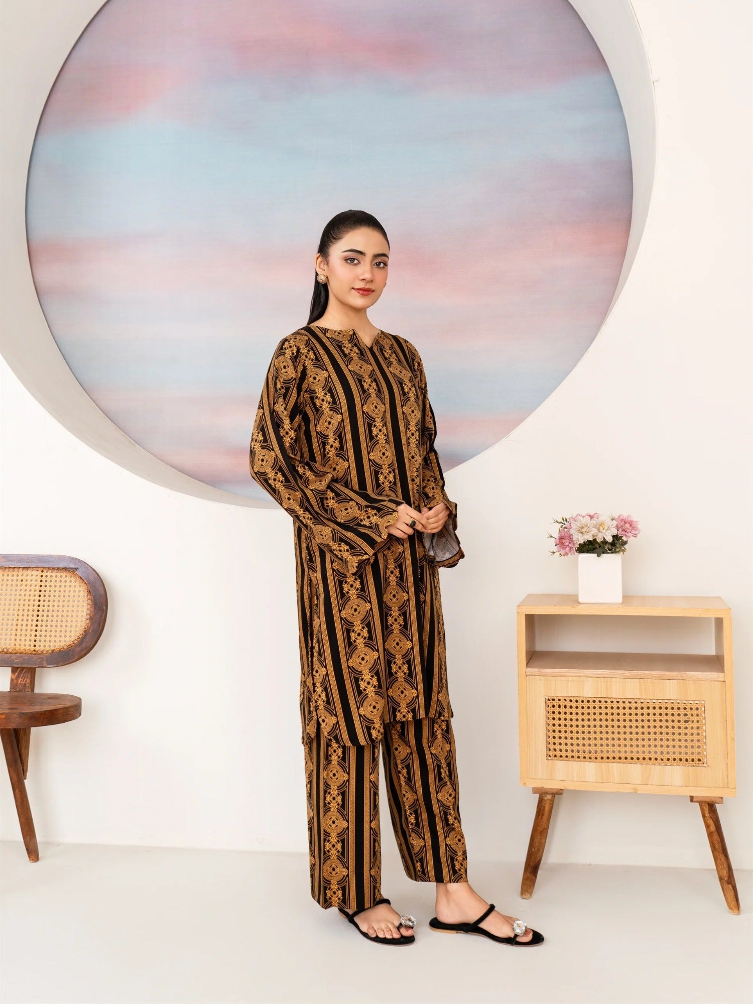 Black Manahil Arts Marina Printed Co-Ord Set-Marina-03