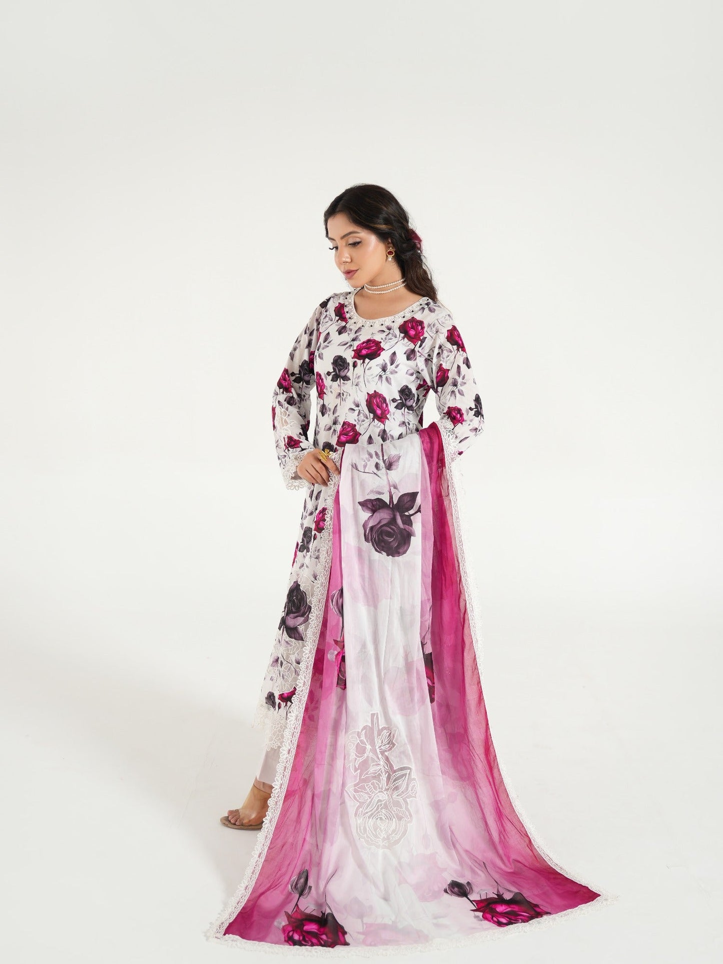 Arshman's Lawn Embroidered Stitched 3-Piece Suit-ARS-044 Flora Dream