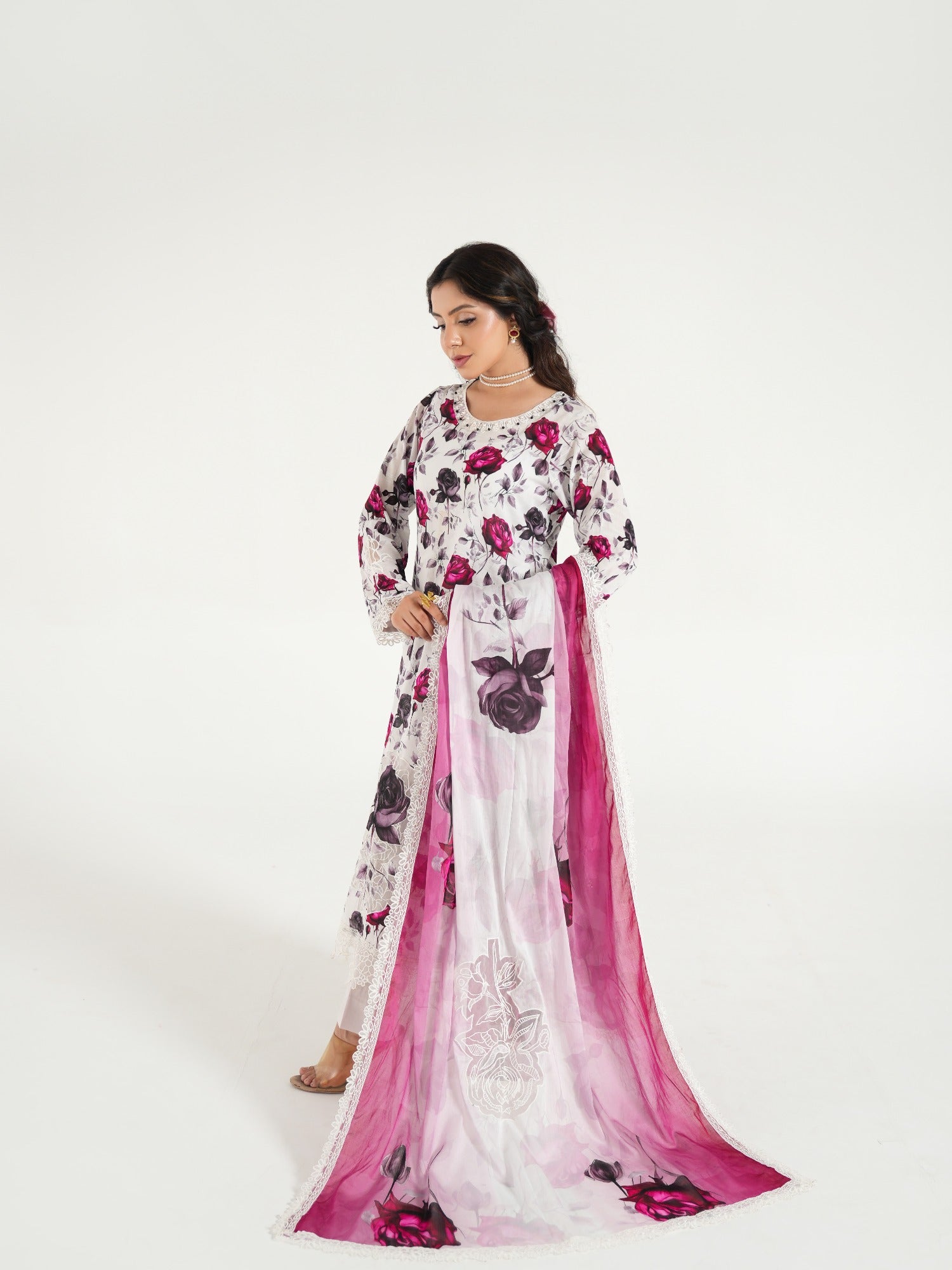 Arshman's Lawn Embroidered Stitched 3-Piece Suit-ARS-044 Flora Dream