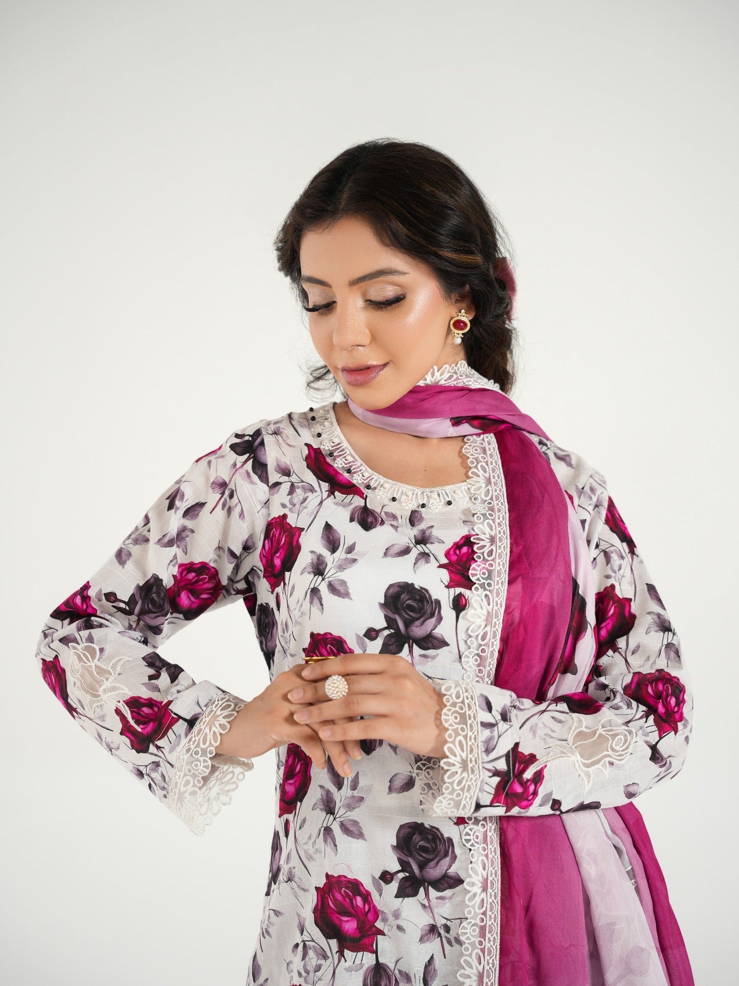 Arshman's Lawn Embroidered Stitched 3-Piece Suit-ARS-044 Flora Dream