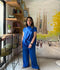 Manahil Arts Crepe Georgette Co-Ord Set-Candle Knot Set Blue