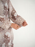 Taupe-Arshman's Lawn Embroidered Stitched 3-Piece Suit-ARS-045 Khaki Noor