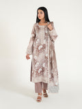 Taupe-Arshman's Lawn Embroidered Stitched 3-Piece Suit-ARS-045 Khaki Noor