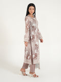 Taupe-Arshman's Lawn Embroidered Stitched 3-Piece Suit-ARS-045 Khaki Noor