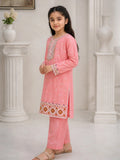 Pink Lumira Cotton Embroidered Stitched 3-Piece Suit-Rosy Bloom Kids