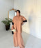 Manahil Arts Crepe Georgette Co-Ord Set-Camel Brown Drape Set