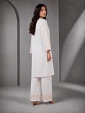 White HEM Cotton Embroidered Stitched 3-Piece Suit-Ivory Gold Grace
