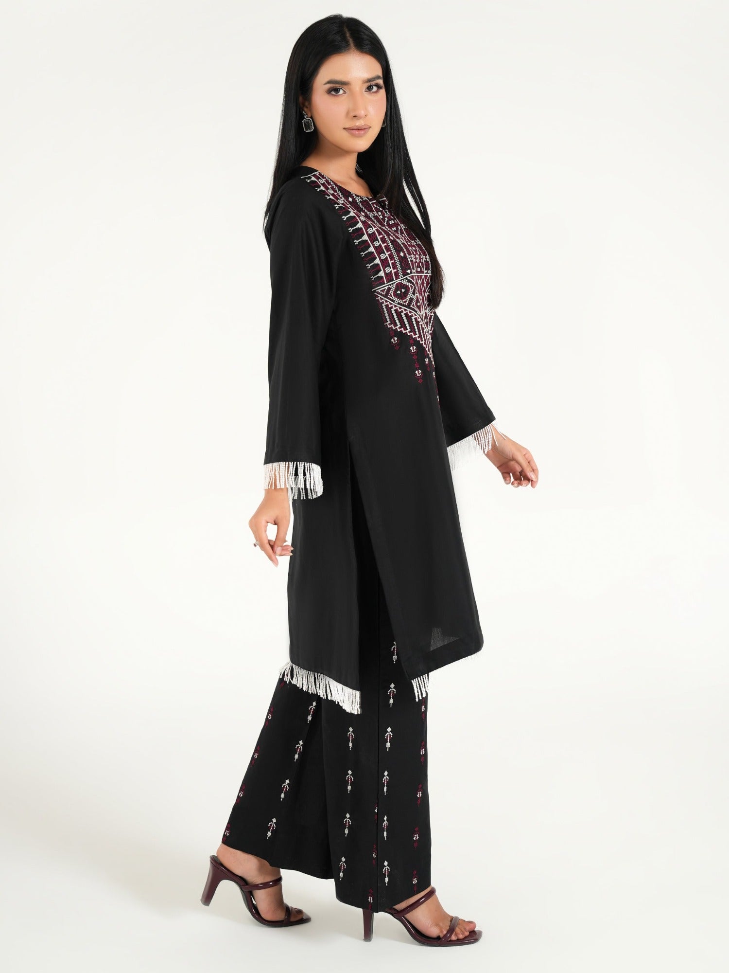 Black-Arshman's Lawn Embroidered Stitched 2-Piece Suit-ARS-046 Afghan Luxe