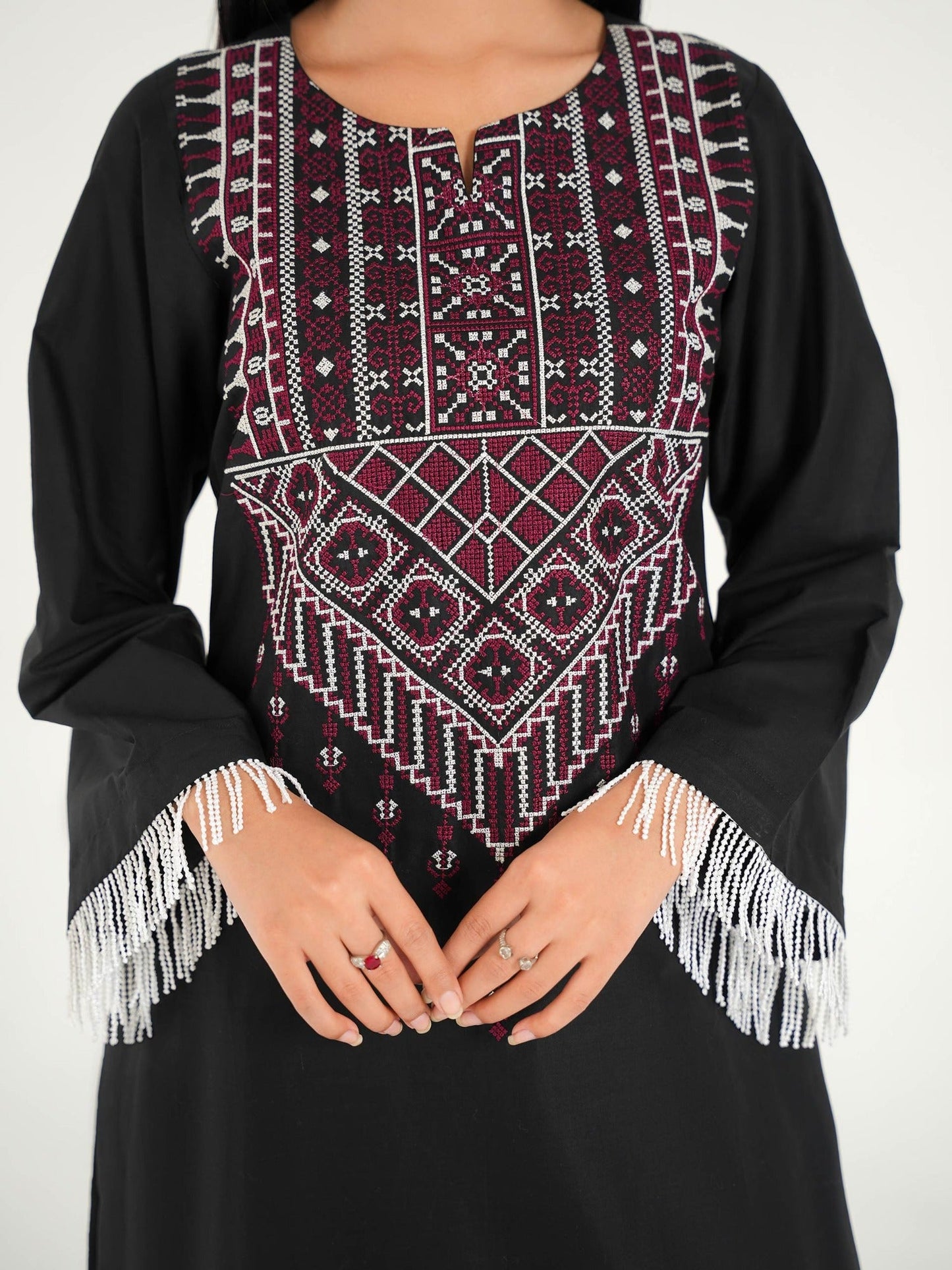 Black-Arshman's Lawn Embroidered Stitched 2-Piece Suit-ARS-046 Afghan Luxe