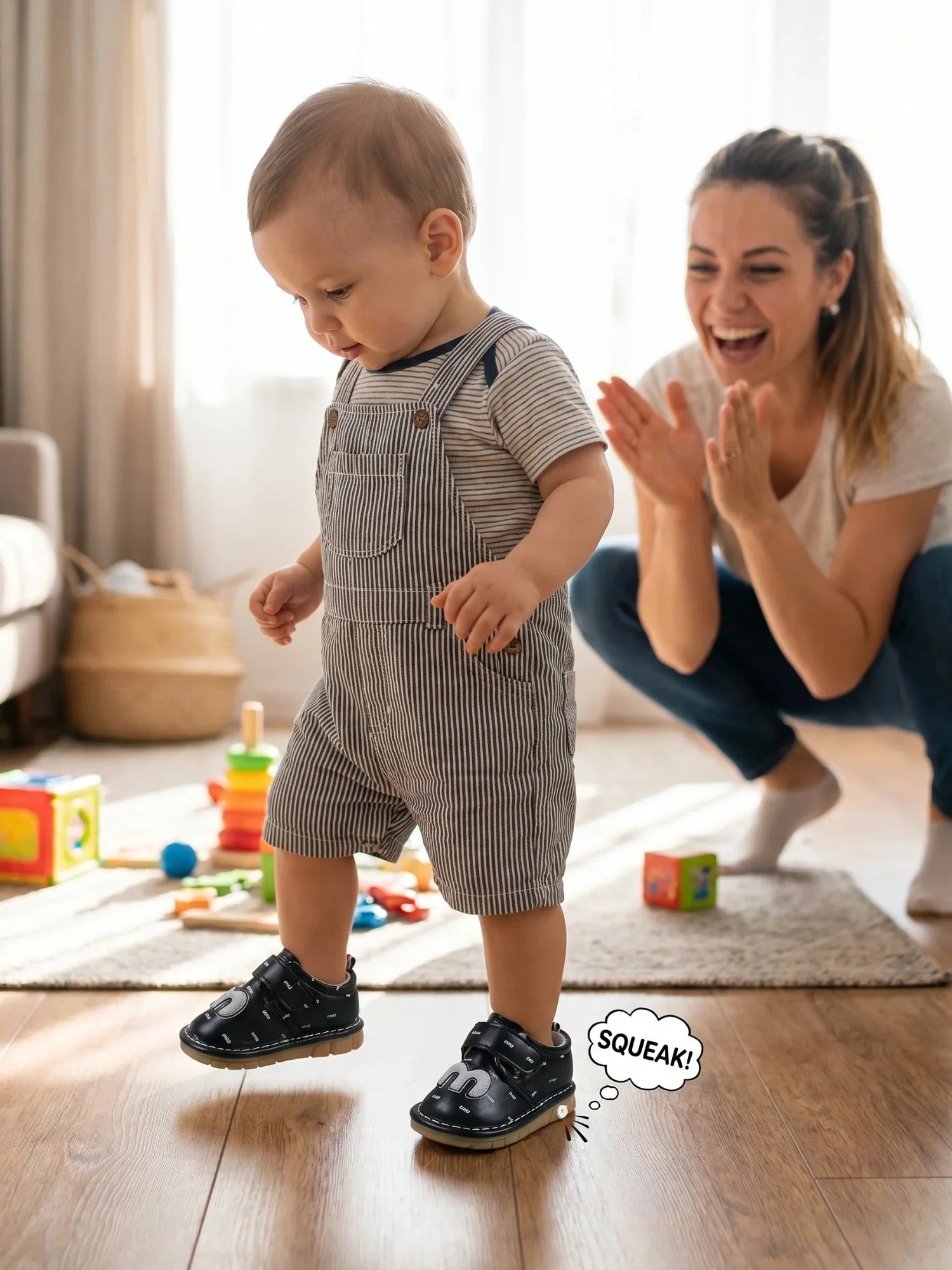 Black and Beige-Mum n Bub Baby Whistle Shoes-Chuchu-Min-Min