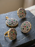 Multi-Orya Jewellery Gold Zircon Pendant Earrings Ring Set-Multi S18