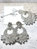 Silver Orya Jewellery Maang Tikka and Earrings Set