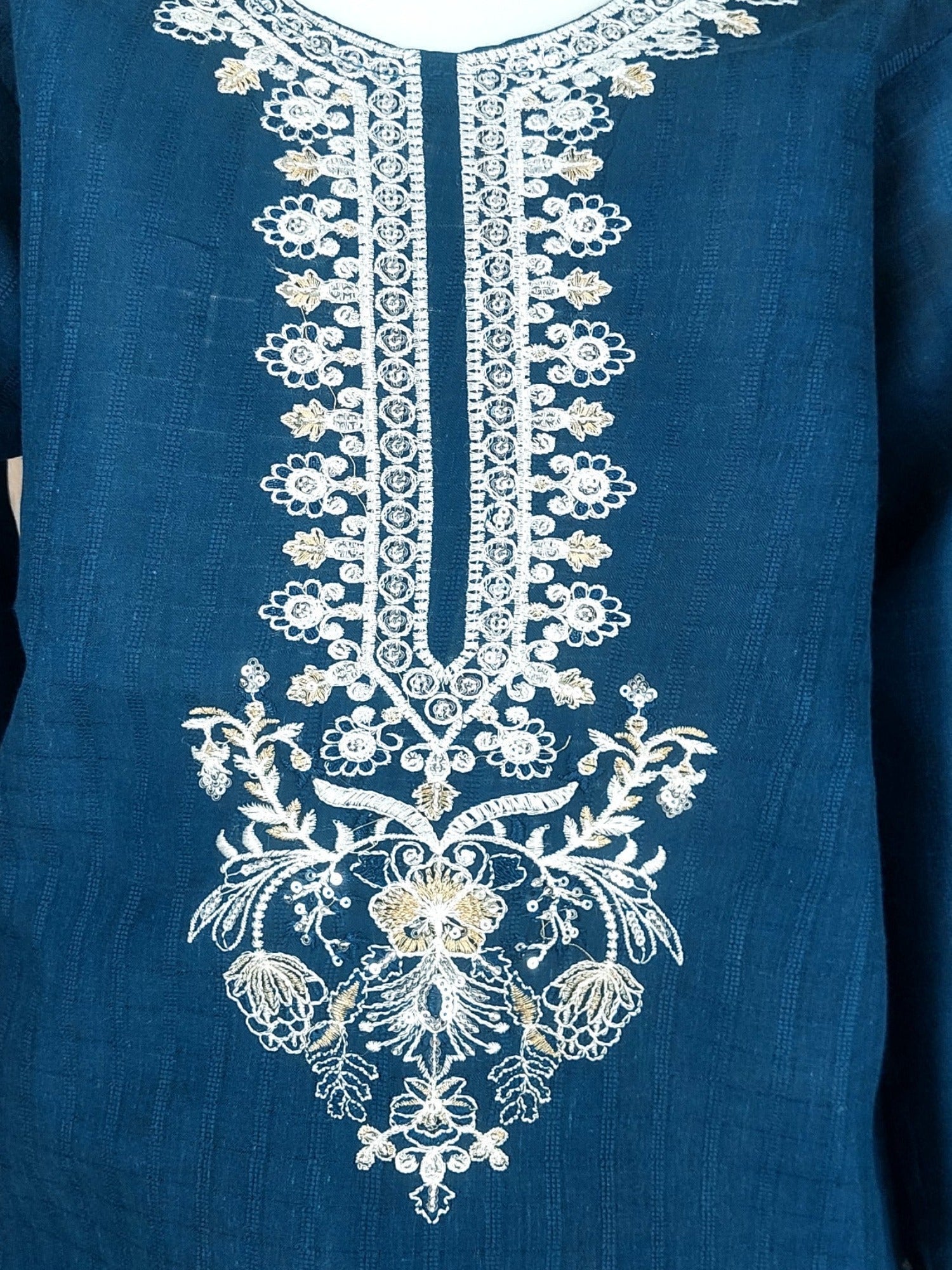 Blue Lumira Cotton Embroidered Stitched 2-Piece Suit-Kurta Set Zinc