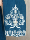 Blue Lumira Cotton Embroidered Stitched 2-Piece Suit-Kurta Set Zinc