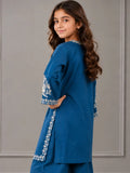 Blue Lumira Cotton Embroidered Stitched 2-Piece Suit-Kurta Set Zinc