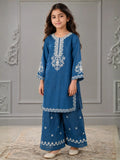 Blue Lumira Cotton Embroidered Stitched 2-Piece Suit-Kurta Set Zinc