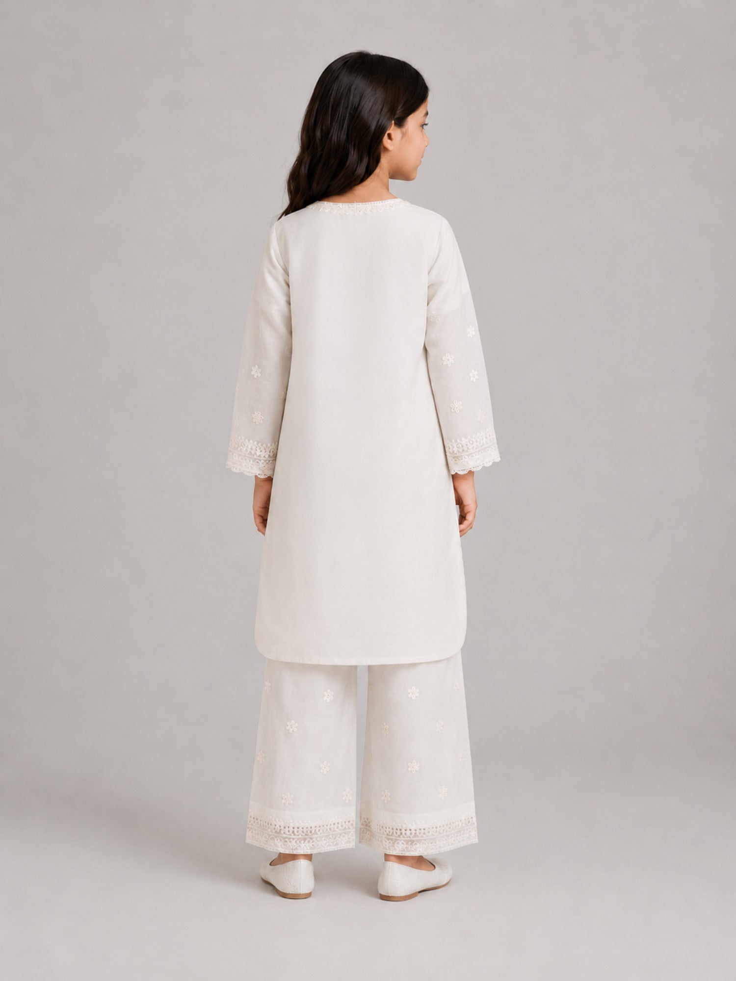 White-Lumira Organza Embroidered Stitched 3-Piece Suit-Candy White