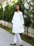 White-Lumira Cotton Karandi Embroidered Stitched 2-Piece Suit-Ayeza