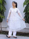 White-Lumira Organza Embroidered Pishwas-Chandi