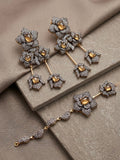Champagne-Orya Jewellery Maang Tikka Earrings Set-Amber S20