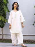 White-Lumira Cotton Embroidered Stitched 2-Piece Suit-Azure