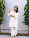 White-Lumira Cotton Embroidered Stitched 2-Piece Suit-Azure