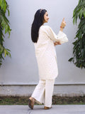 White-Lumira Cotton Embroidered Stitched 2-Piece Suit-Azure