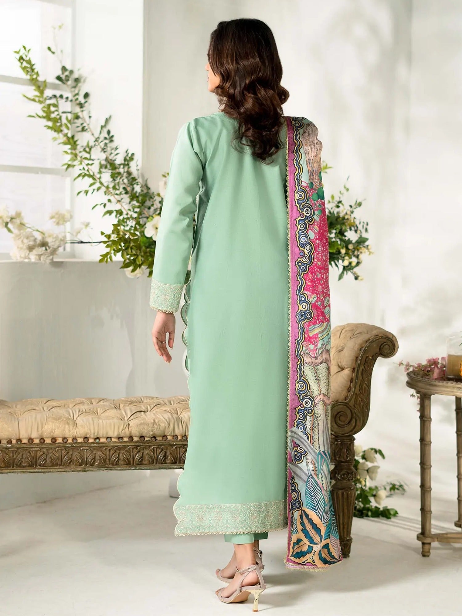 Green-Rabazka Lawn Embroidered Unstitched 3-Piece Suit-WUS-DELW-3P-S26-08