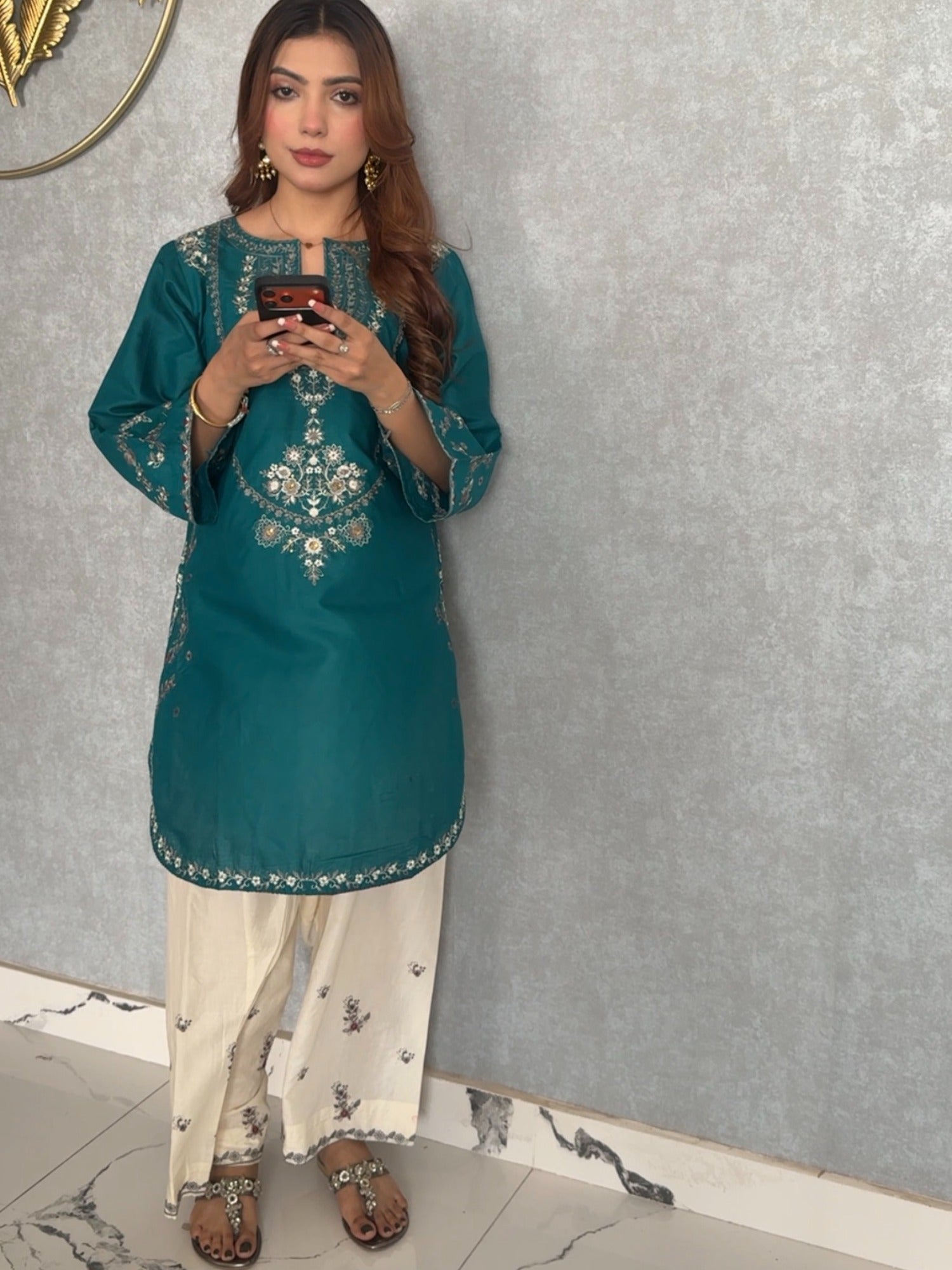Green-Tehzeeb Libas Lawn Embroidered Stitched 2-Piece Suit-Zirwa