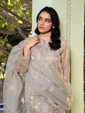Grey-HEM Organza Embroidered Stitched 4-Piece Suit-Quill Grey