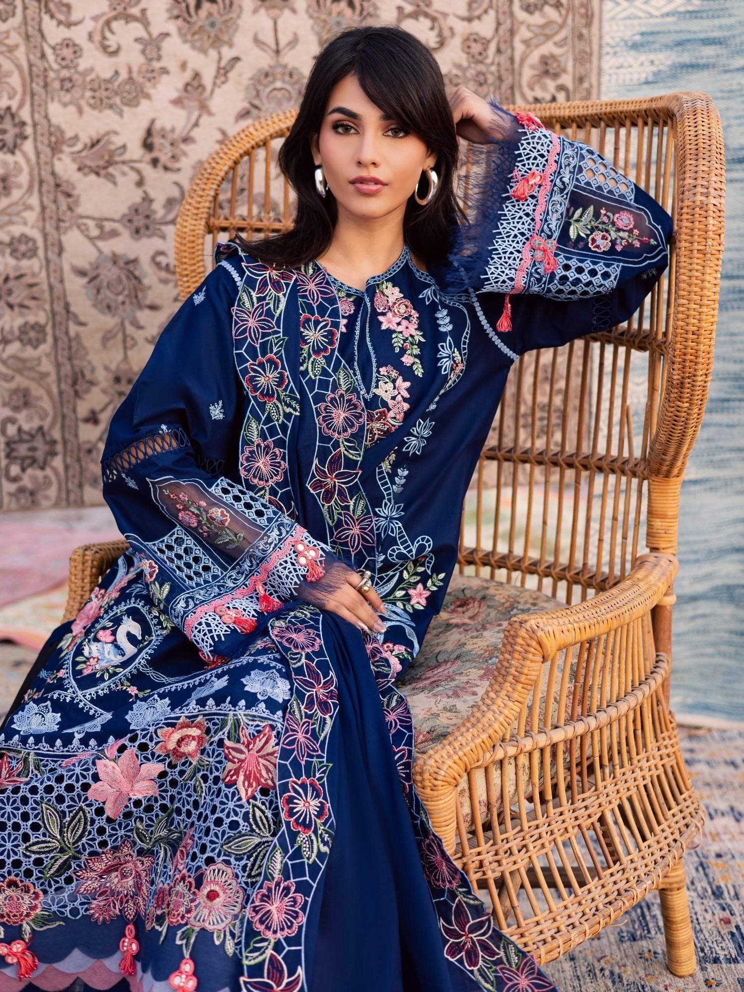 Blue-Parishay Dil e Raqsam Lawn'26 Embroidered Unstitched 3-Piece Suit-DQ-04