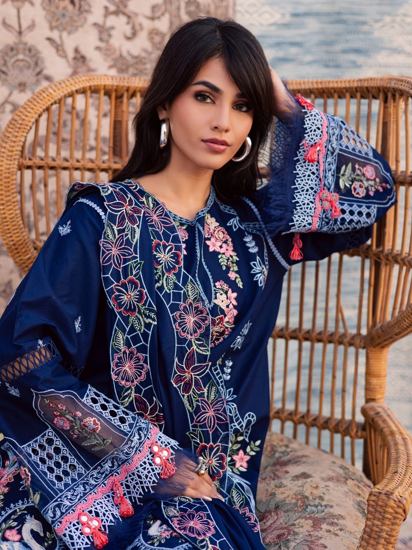 Blue-Parishay Dil e Raqsam Lawn'26 Embroidered Unstitched 3-Piece Suit-DQ-04