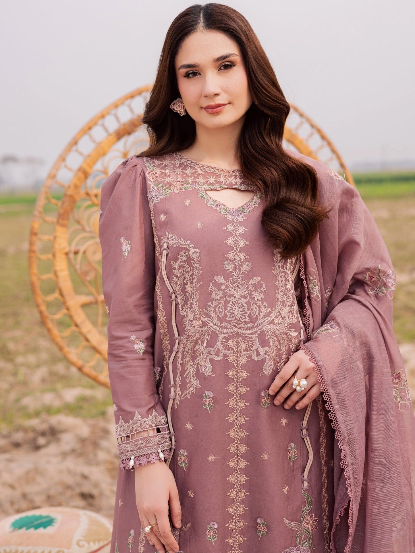 Pink-Parishay Dil e Raqsam Lawn'26 Embroidered Unstitched 3-Piece Suit-DQ-05