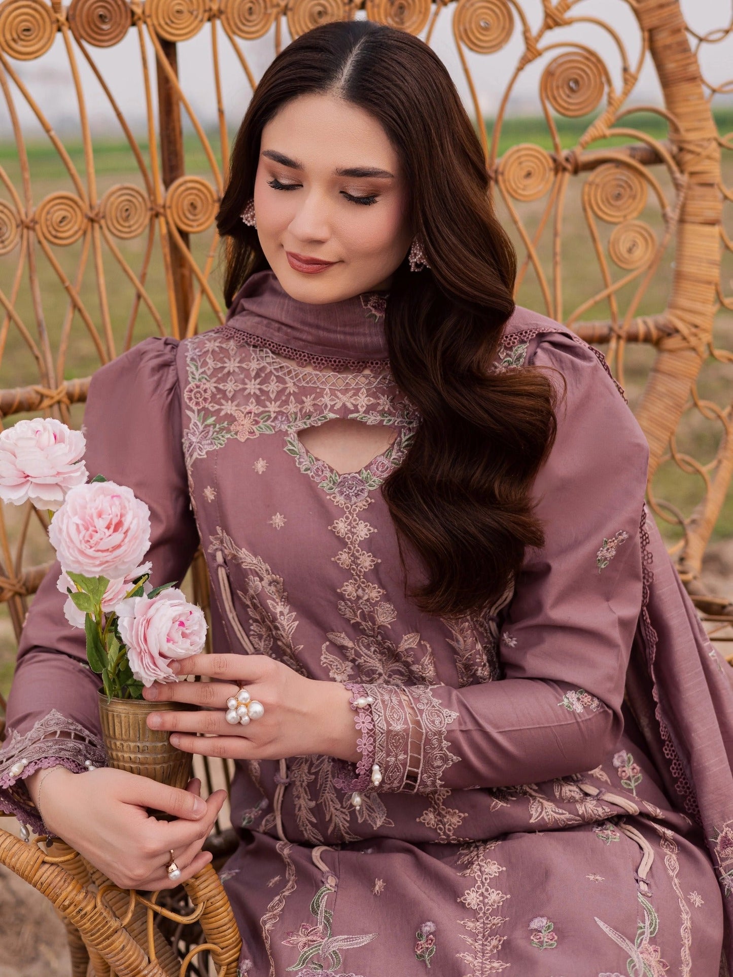 Pink-Parishay Dil e Raqsam Lawn'26 Embroidered Unstitched 3-Piece Suit-DQ-05