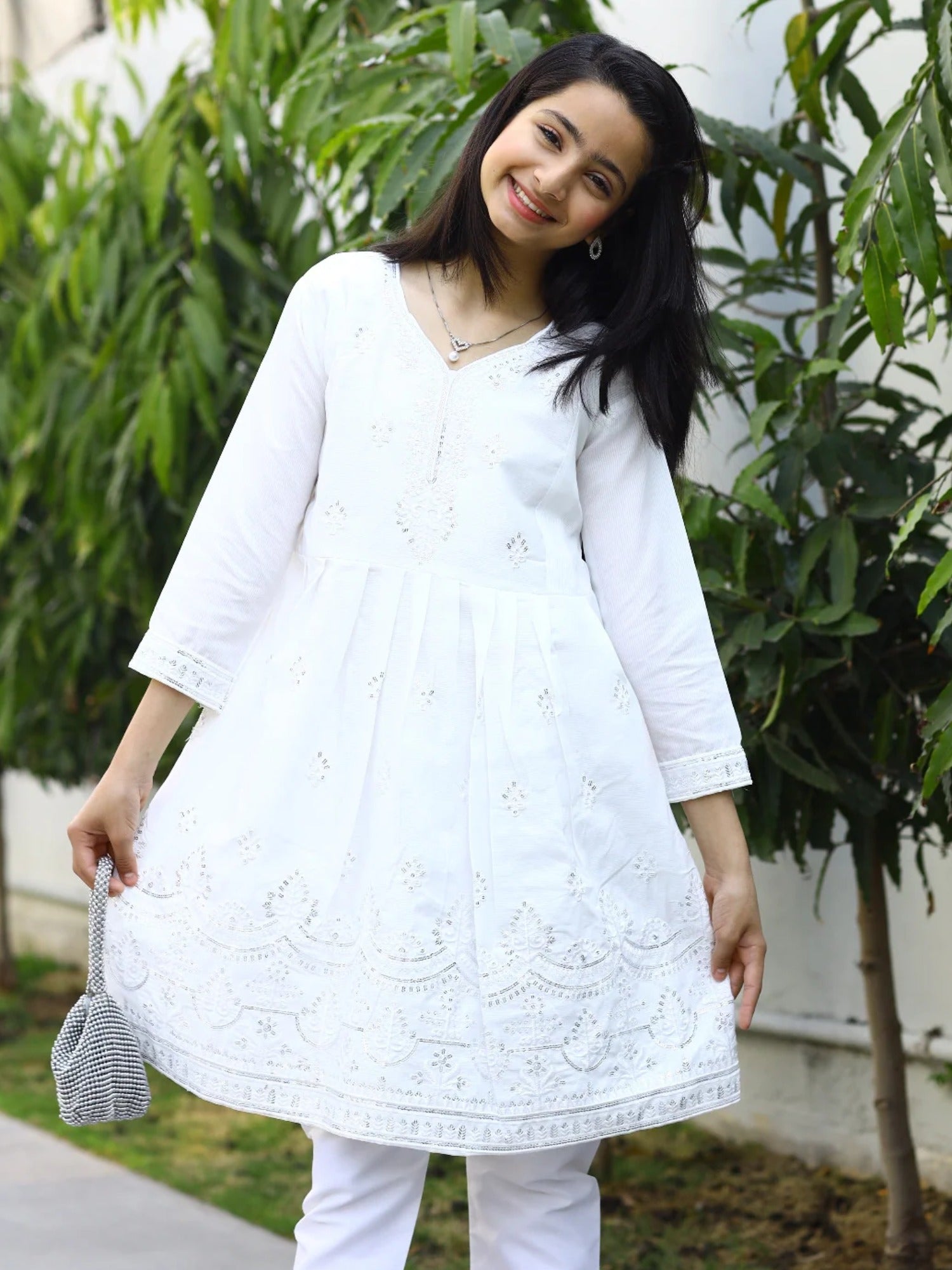 White-Lumira Cotton Karandi Embroidered Stitched 2-Piece Suit-Ayeza