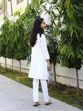 White-Lumira Cotton Karandi Embroidered Stitched 2-Piece Suit-Ayeza