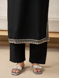 Black Stylish Collection Mahani Linen Embroidered Stitched 2-Piece Suit-Midnight