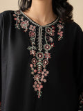 Black Stylish Collection Mahani Linen Embroidered Stitched 2-Piece Suit-Midnight