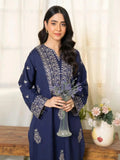 Blue-Ayat Closet Summer Linen Embroidered Stitched 2-Piece Suit-Royal Dusk