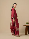 Maroon Stylish Collection Mahani Linen Embroidered Stitched 3-Piece Suit-Mushk