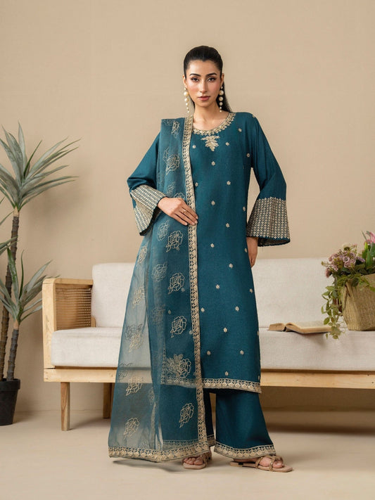 Cream Stylish Collection Mahani Lawn Embroidered Stitched 3-Piece Suit-Yasmeen