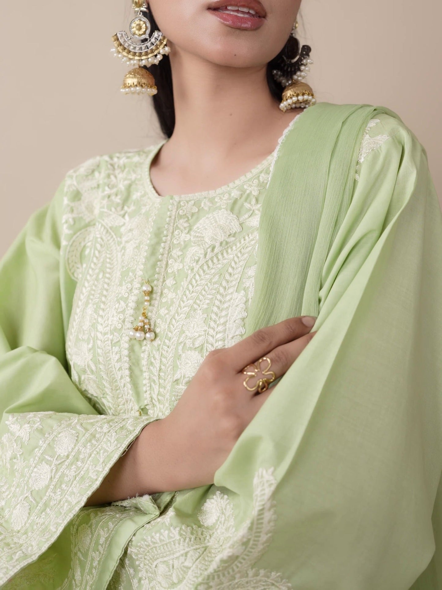Green Stylish Collection Mahani Lawn Embroidered Stitched 3-Piece Suit-Afreen