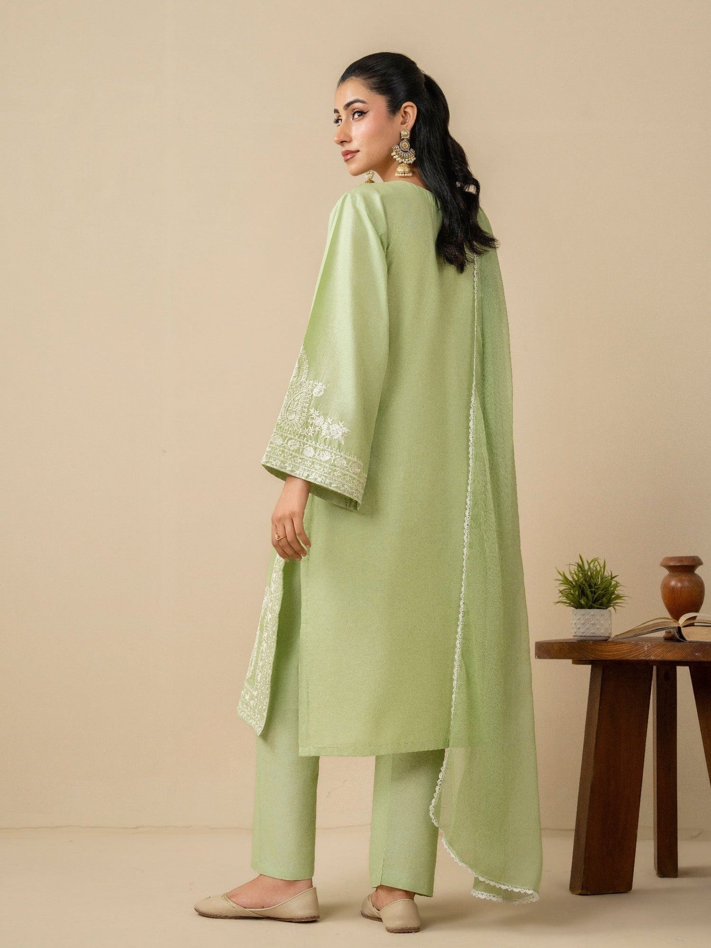 Green Stylish Collection Mahani Lawn Embroidered Stitched 3-Piece Suit-Afreen