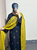 Blue Stylish Collection Mahani Lawn Embroidered Stitched 3-Piece Suit-Allyure