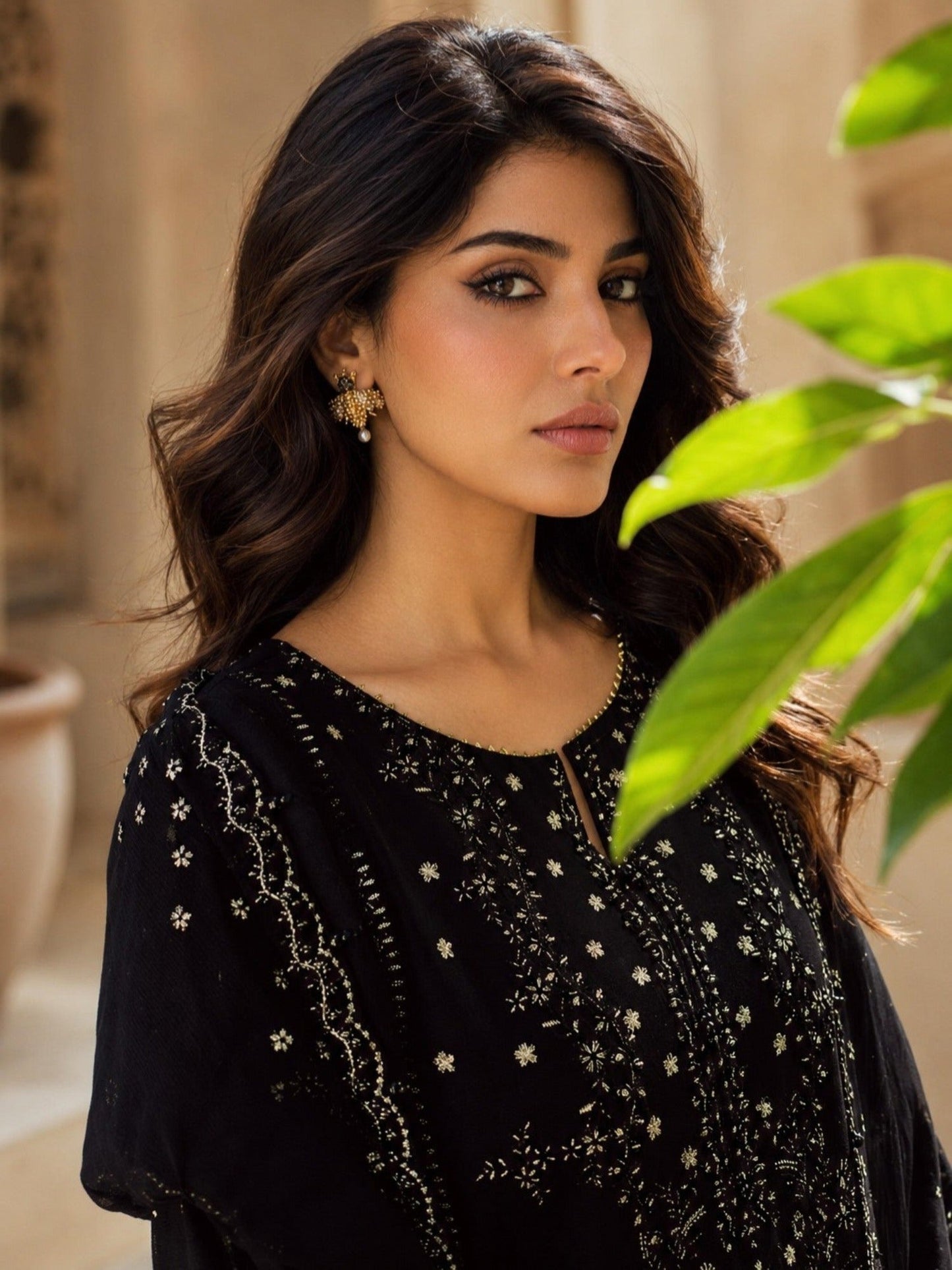 Black Stylish Collection Mahani Lawn Embroidered Stitched 3-Piece Suit-Mannat