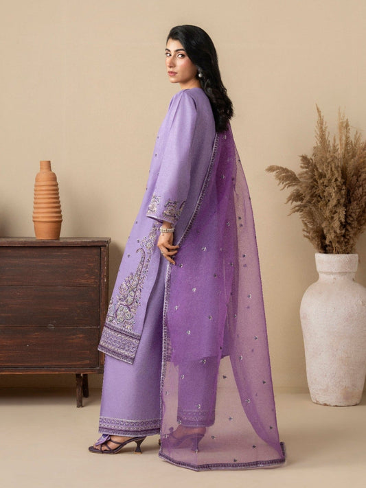 Lilac Stylish Collection Mahani Lawn Embroidered Stitched 3-Piece Suit-Lavender