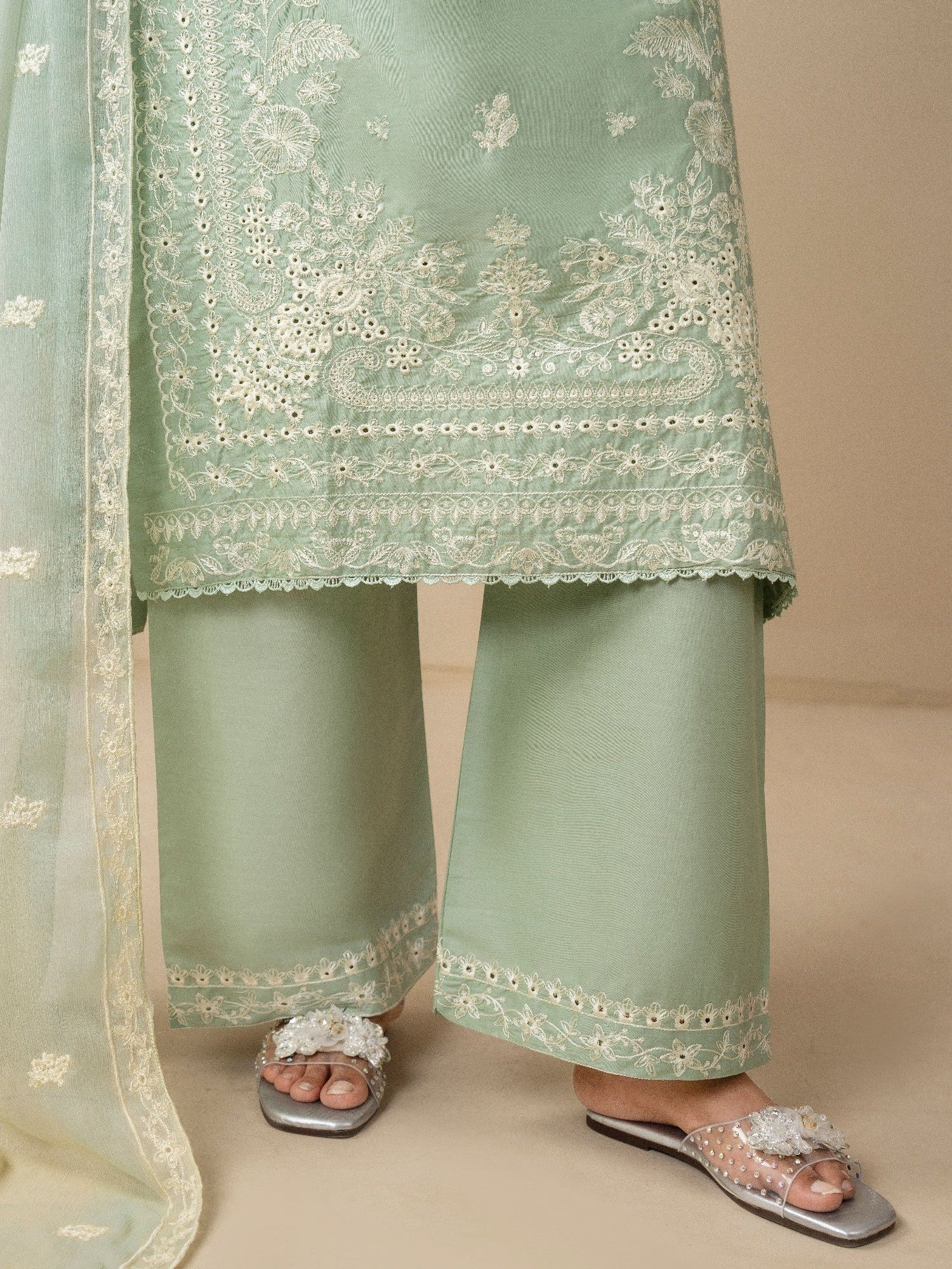 Green Stylish Collection Mahani Lawn Embroidered Stitched 3-Piece Suit-Hayes