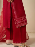 Red Stylish Collection Mahani Lawn Embroidered Stitched 3-Piece Suit-Leeah
